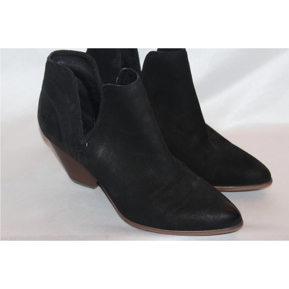 Frye Black Leather Split Shaft Ankle Booties